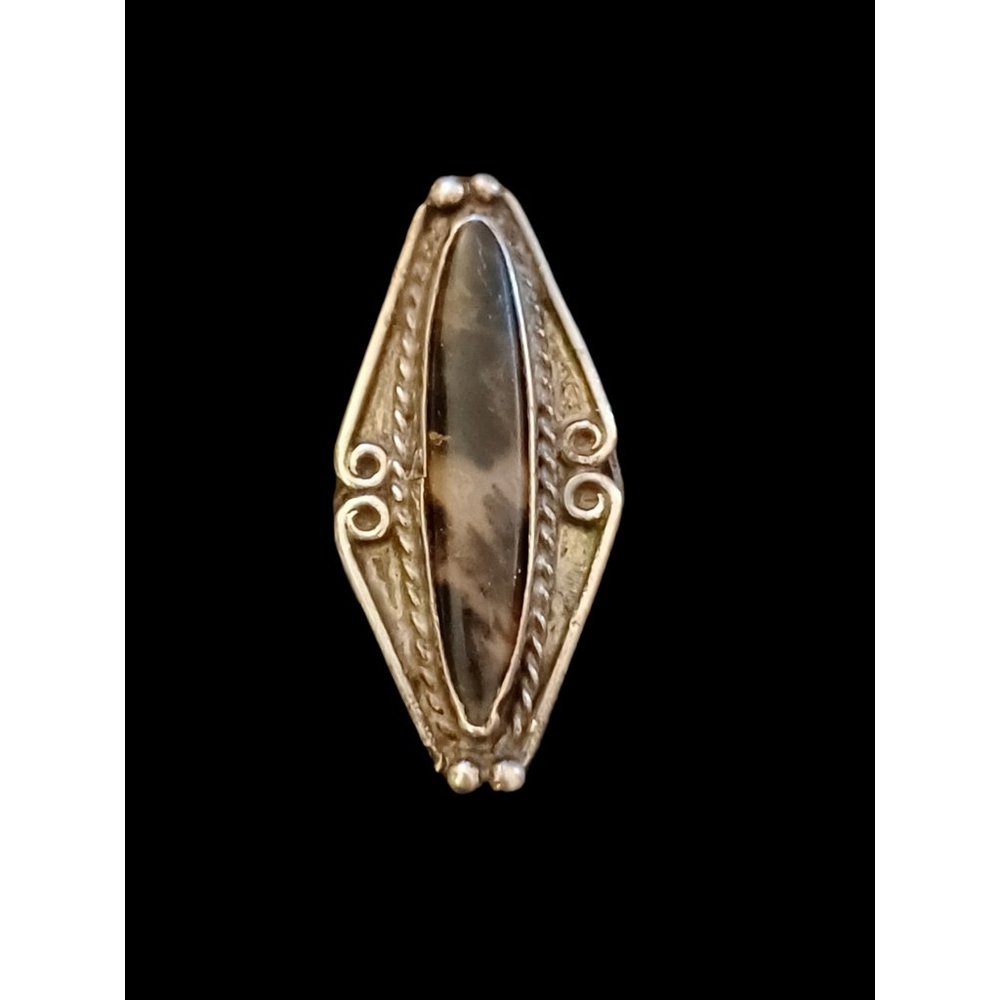 Vintage 925 Sterling Silver Handmade Natural Stone Ring 5.75